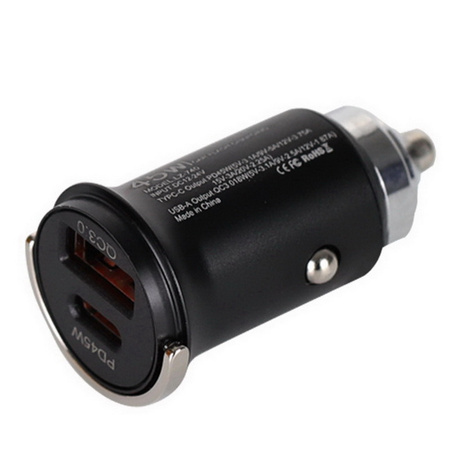Ładowarka samochodowa NOX 45W do zapalniczki szybka mocna dwa porty USB-A + USB-C 5V 3.1A (Czarna)