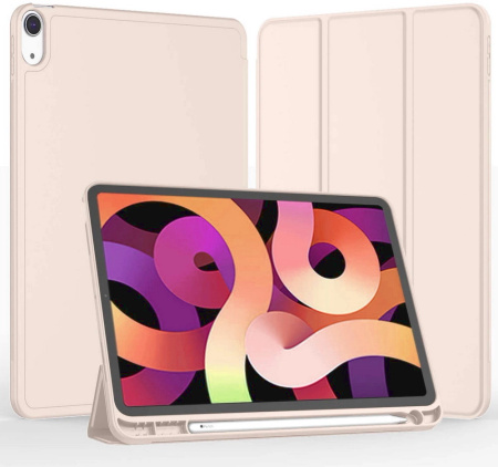 Etui D-Pro Smart Cover Case pokrowiec obudowa z klapką + folia imitująca kartkę papieru + rysik Stylus Pen Pencil 2 Gen. do iPad Pro 10 Gen. (2022) / 11 Gen. (2025) (Różowy)