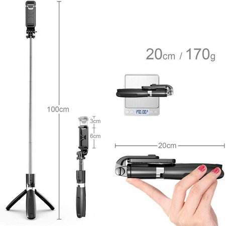 L02 3in1 Selfie Stick / Monopod / Tripod + Pilot Bluetooth v4.0 Kijek uchwyt do telefonu / kamer GoPro