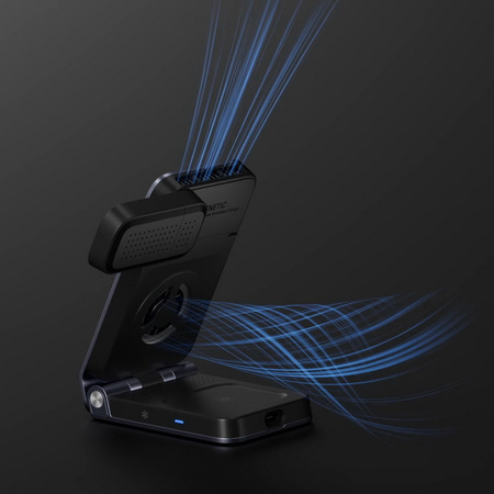 Ładowarka indukcyjna 25W Qi2.2 Active Cooling MagSafe Wireless Charger szybka bezprzewodowa magnetyczna stacja do ładowania Apple Watch / iPhone / AirPods (Czarny)