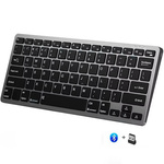 Klawiatura bezprzewodowa Bluetooth 3.0 / 5.0 / 2.4G USB do komputera PC Macbook iMac iPad Windows Android Smart TV (Space Gray / Szary)