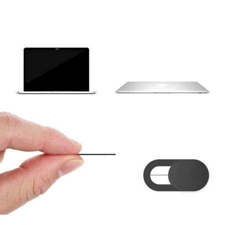 Zasłona WebCam Privacy Slider zaślepka kamery kamerki komputera laptopa tableta telefonu (Czarna)
