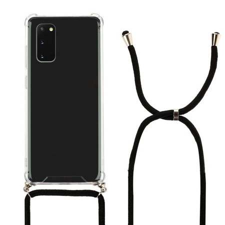 Etui D-Pro Crossbody TPU na sznurku z paskiem na ramię do Samsung Galaxy S21 FE (Czarny)