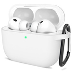 Etui D-Pro Silicone Case silikonowa obudowa z metalowym karabińczykiem do Apple AirPods Pro 3 (2025) (Biały)