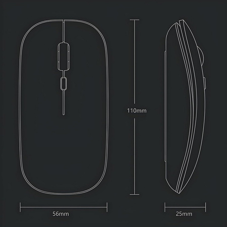 Mysz bezprzewodowa Dual-Mode Bluetooth + 2.4G USB / Silent ciche kliknięcia do komputera PC Macbook iMac iPad Windows Android Smart TV (Space Gray / Szary)