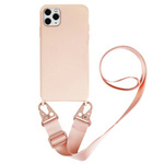 D-Pro Crossbody Silicone Case XL Strap etui z paskiem do iPhone 15 Pro Max (Pink)