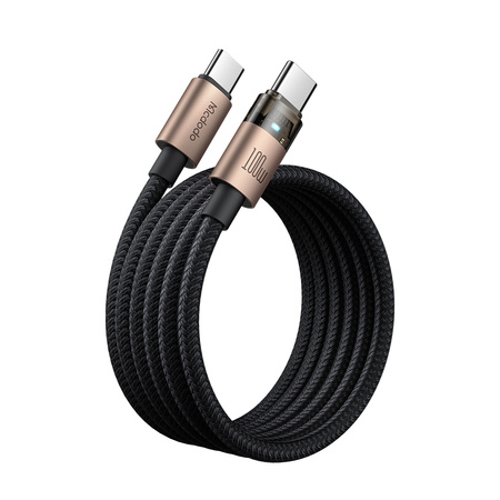 Kabel Mcdodo przewód USB-C do USB-C Type-C do szybkiego ładowania PD 100W nylonowy oplot 120cm 1.2m (Czarny/Złoty)