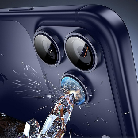 3x Szkło na aparat kamerę AR+AF antyrefleksyjna szybka ochronna z metalowym ringiem z aplikatorem do Apple iPhone 17 Pro / 17 Pro Max (Deep Blue / Niebieski)