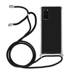 D-Pro Crossbody TPU etui na sznurku z paskiem na ramię do Samsung Galaxy S21 FE (Crystal+Black)