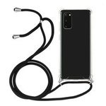D-Pro Crossbody TPU etui na sznurku z paskiem na ramię do Samsung Galaxy S22 Plus (Crystal+Black)