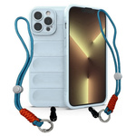 D-Pro 3D Silicone Case Wrist Rope etui ze smyczą na nadgarstek - iPhone 15 Pro (Blue)
