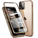 360° AluGlass Case etui magnetyczne aluminium + szkło do iPhone X/XS (Gold)