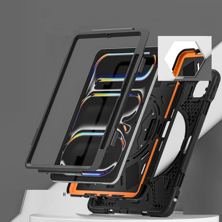 D-Pro 360 Armor Strap Case etui pancerne z uchwytem na rękę i paskiem na ramię do Apple iPad Pro 13" 7 Gen. M4 (2024) / 8 Gen. M5 (2025)