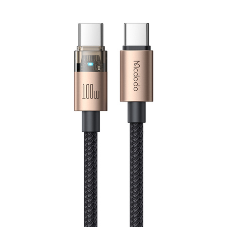 Kabel Mcdodo przewód USB-C do USB-C Type-C do szybkiego ładowania PD 100W nylonowy oplot 120cm 1.2m (Czarny/Złoty)