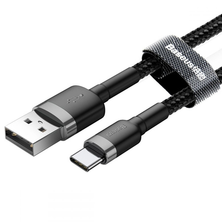 Kabel Baseus Cafule przewód mocny szybki nylonowy oplot USB-A do USB-C QC 3.0 200cm (Czarny)
