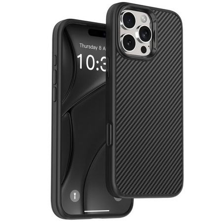 Etui D-Pro Brick Carbon TPU MagSafe Case obudowa magnetyczna matowa do Apple iPhone 16 Pro Max (Black / Czarny)