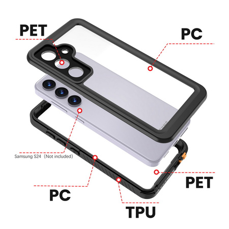 Etui D-Pro 360° Waterproof Case IP68 obudowa wodoodporna wodoszczelna pancerna Samsung Galaxy S25 (Black)
