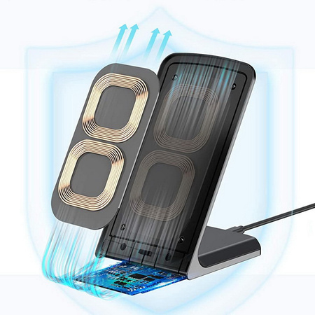 Ładowarka bezprzewodowa indukcyjna pionowa 15W FCS01B (Czarna)