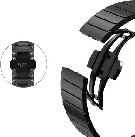 Pasek bransoleta stalowa Steel Link do Apple Watch 4/5/6/7/8/9/10/11/SE/Ultra 1/2/3 44/45/46/49mm (Czarny)