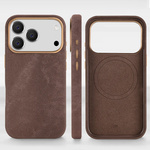 D-Pro Micro Velvet Fabric MagSafe etui materiałowe magnetyczne do Apple iPhone 17 Pro (Brązowy)