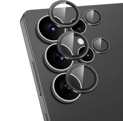 5x Szkło na aparat kamerę szybka ochronna z metalowym ringiem z aplikatorem do Samsung Galaxy S25 Ultra (SM-S938) (Czarny)