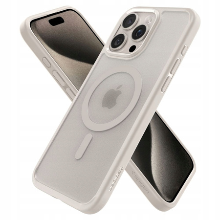 Etui Spigen Ultra Hybrid Case MagSafe obudowa mocna wzmacniana iPhone 15 Pro (Frost Natural Titanium)
