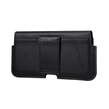 Kabura D-Pro Holster Premium Leather poziome uniwersalne magnetyczne etui z naturalnej skóry bydlęcej do paska na telefon do 7.2 cala (rozm. XXL) (Czarny)