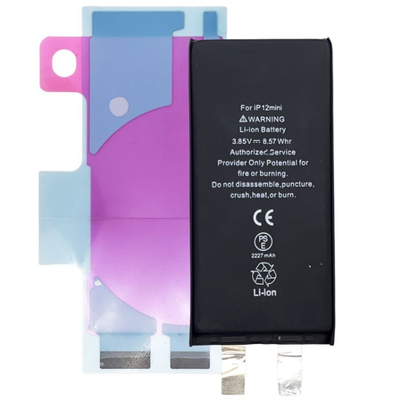 Bateria A2471 akumulator Li-ion 2227mAh ogniwo bez taśmy BMS z kompletem wklejek montażowych i izolacyjnych do Apple iPhone 12 mini