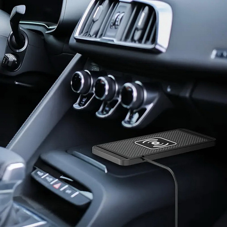 Ładowarka indukcyjna D-Pro D10 20W QI Wireless Charging Pad bezprzewodowa mata ładująca antypoślizgowa samochodowa (Czarny)