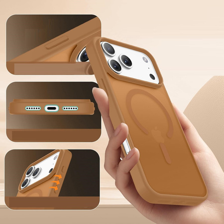 Etui D-Pro Matte Hybrid MagSafe Case obudowa magnetyczna iPhone 17 Pro Max (Brązowy)