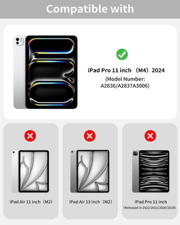 Etui D-Pro Smart Cover Case pokrowiec obudowa z klapką z uchwytem na rysik do Apple iPad Pro 11" 5 Gen. M4 (2024) / 6 Gen. M5 (2025) (Czarny)