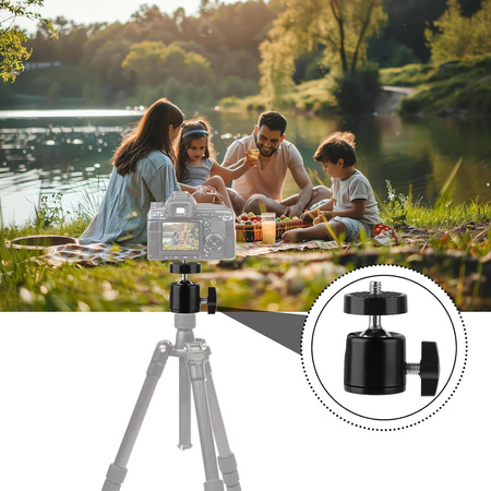 Adapter statywowy mini głowica kulowa na gwint 1/4" do kamer aparatów