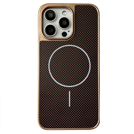 Etui D-Pro Brick Carbon TPU MagSafe Case obudowa magnetyczna matowa do Apple iPhone 15 Pro (Desert Gold / Złoty)
