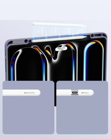 Etui D-Pro Smart Cover Case pokrowiec obudowa z klapką z uchwytem na rysik do Apple iPad Pro 11" 5 Gen. M4 (2024) / 6 Gen. M5 (2025) (Fioletowy)