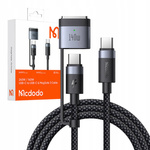 Kabel Mcdodo przewód zasilający magnetyczny 240W/140W USB-C/MagSafe3 do ładowania Apple MacBook Pro 14/16 Air 13/15 M2 M3 M4 200cm 2m (Czarny)