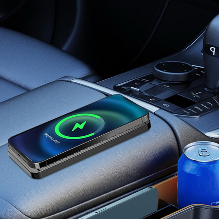 Ładowarka indukcyjna D-Pro D10 20W QI Wireless Charging Pad bezprzewodowa mata ładująca antypoślizgowa samochodowa (Czarny)