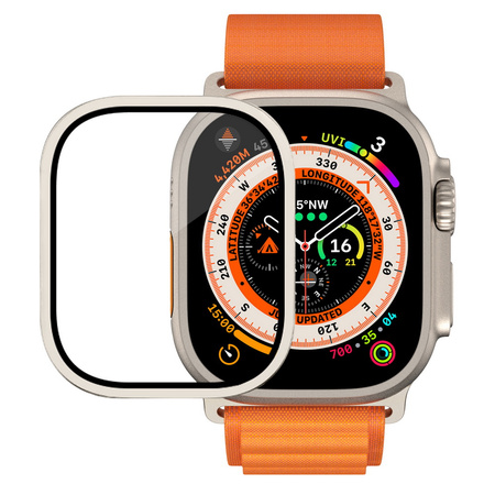 Szkło hartowane EX Pro z metalową aluminiową ramką szybka na ekran do Apple Watch Ultra 1/2 49mm (Black Titanium / Czarny)
