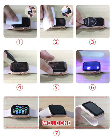 Szkło hartowane 3D z lampą UV LED do Apple Watch 7/8/9 (41mm)