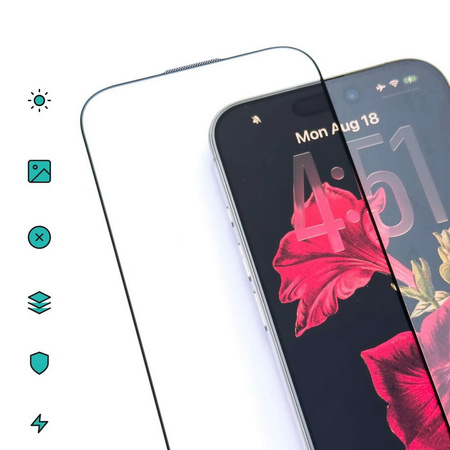 Szkło hartowane XHD AR Anti Reflective Glass szybka anty-refleksyjna przeciwodblaskowa do Apple iPhone 16 Pro/17 (Clear / Black Frame)