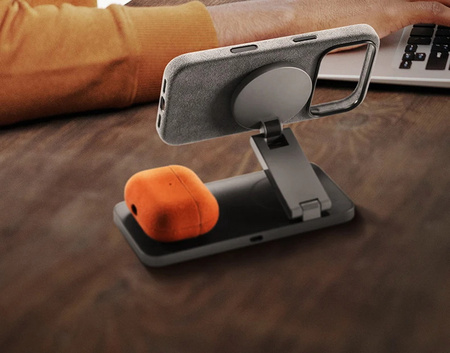 Etui D-Pro Alcantara® oryginalna włoska tkanina zamszowa obudowa z magnesem MagSafe do Apple iPhone 16 Pro Max (Dark Gray/ Ciemny Szary)
