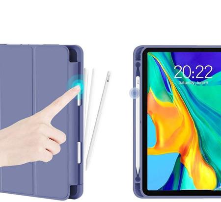 Etui D-Pro Smart Cover Case pokrowiec obudowa z klapką z uchwytem na rysiki iPad Pro 12.9 2018-2022 / Air 13 M2/M3 2024-2025 (Fioletowy)