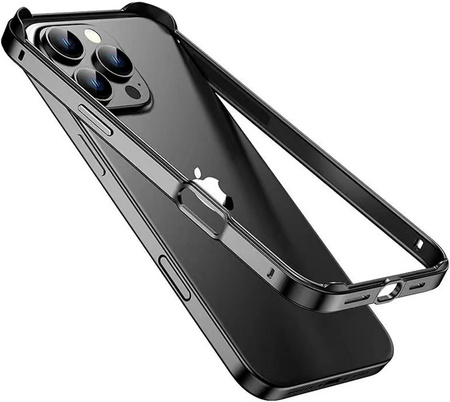 Etui D-Pro Bumper Metal+TPU ramka ochronna aluminium+guma do Apple iPhone 16 Pro Max (Black / Czarny)