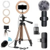 Zestaw lampa pierścieniowa LED Ring Fill + statyw tripod 130cm + mikrofon bezprzewodowy USB-C i Lightning 