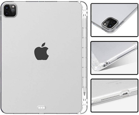 Etui silikonowe TPU z miejscem na rysik do Apple iPad Pro 11" 5 Gen. M4 (2024) / 6 Gen. M5 (2025) (Przezroczysty)