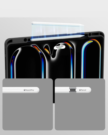 Etui D-Pro Smart Cover Case pokrowiec obudowa z klapką z uchwytem na rysik do Apple iPad Pro 11" 5 Gen. M4 (2024) / 6 Gen. M5 (2025) (Czarny)