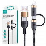 Usams Kabel 4w1 USB-A/USB-C do USB-C/Lightning (Black)