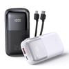 Power Bank D-Pro Dual Cable LED 2x kabel USB-C + Lightning szybkie ładowanie 22.5W QC 3.0 PD 10000mAh (Czarny)
