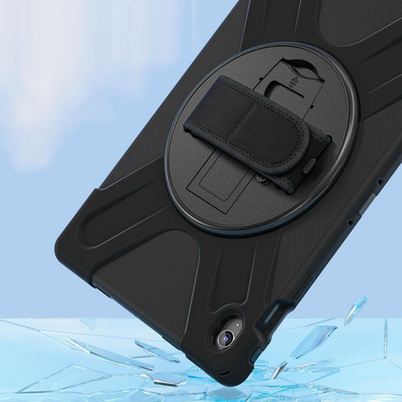 Etui D-Pro 360 Armor Strap Case obudowa pancerna z uchwytem na rękę i paskiem na ramię do Samsung Galaxy Tab S10 FE Plus 13.1" 2025 SM-X620/X626 (Czarny)