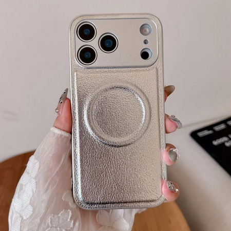 Etui D-Pro Vegan Leather MagSafe Case obudowa magnetyczna iPhone 17 Pro (Srebrny)