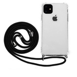 D-Pro Crossbody TPU etui na sznurku z paskiem na ramię do iPhone 11 (Crystal+Black)